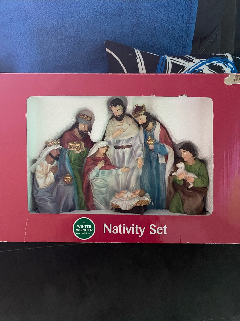 Winter Wonder Lane Blue and Multicolor Nativity Set